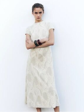 Zara Textured Jacquard Midi Dress
